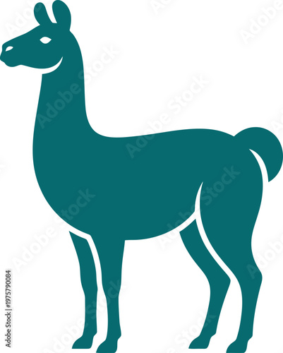 vector Minimalist logo Llama solid silhouette standing in profile position
