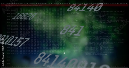 On load numeric overlays floating and shifting over hex dump and terminal logs to show diagnostics