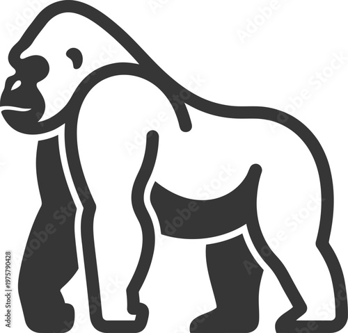 vector Minimalist logo Silverback gorilla walking profile silhouette illustration