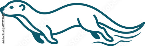 vector Minimalist logo Sea otter line art illustration swimming in water