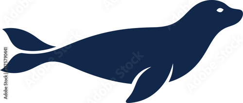 vector Minimalist logo Sea lion silhouette swimming in side view position