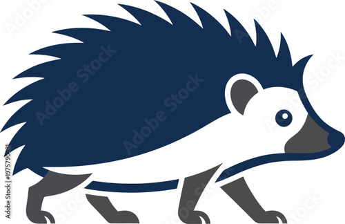 vector Minimalist logo Spiky hedgehog walking profile silhouette illustration