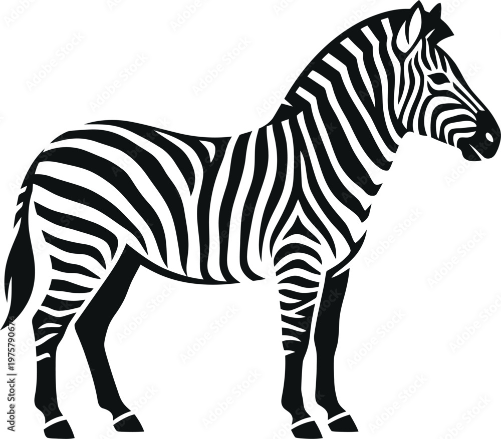 Obraz premium vector Minimalist logo African zebra silhouette with black and white stripes