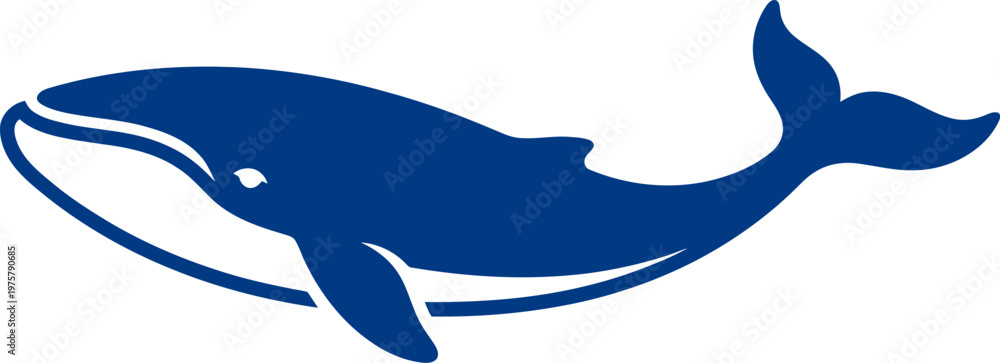 Naklejka premium vector Minimalist logo Humpback whale silhouette swimming in the deep ocean