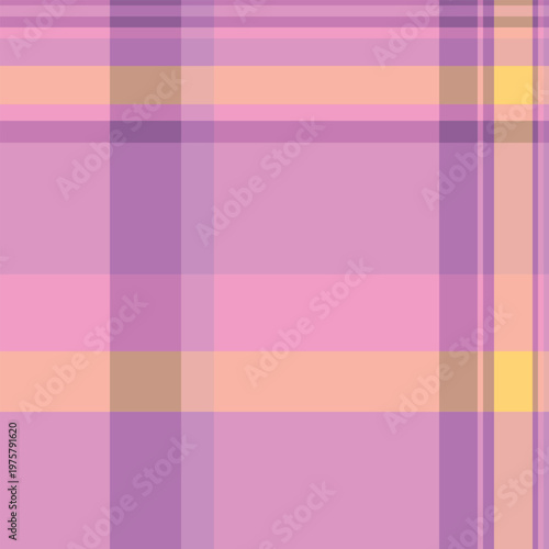 Nostalgic texture fabric tartan, volume check plaid vector. Kilt pattern seamless background textile in pink and purple colors.