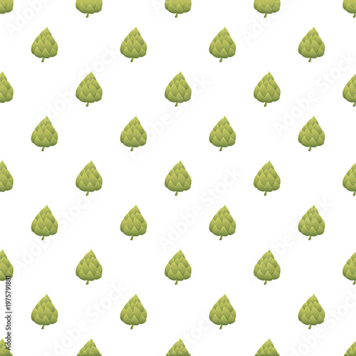 Green artichoke elements creating a repetitive background and seamless pattern