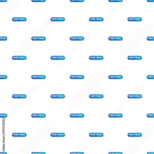 Blue free trial buttons forming a repeating seamless pattern on a white background