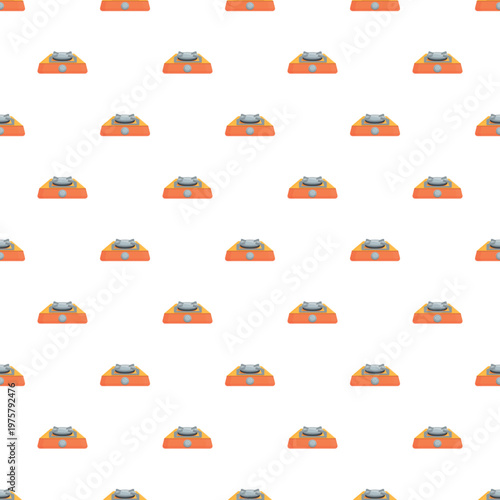 Portable gas stove burners forming a repeating seamless pattern on a clean white background