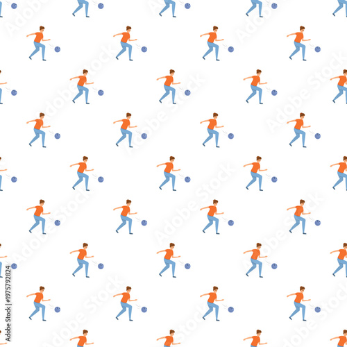 Person playing bowling with a ball in a repeating graphic pattern