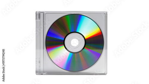 Foto Colorful Compact Disc within Clear Plastic Jewel Case