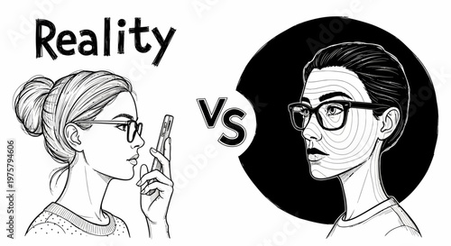 Reality vs perception concept illustration