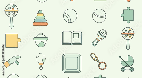 Baby toys and objects collection.