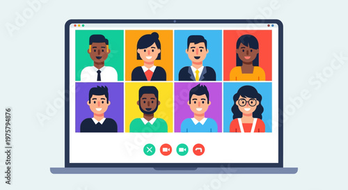 Remote team meeting on laptop screen