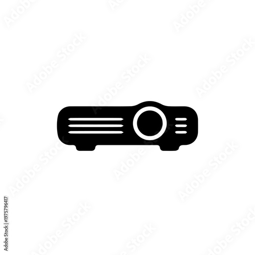 Projector Vector Icon Illustration – Modern Multimedia Presentation and Cinema Device