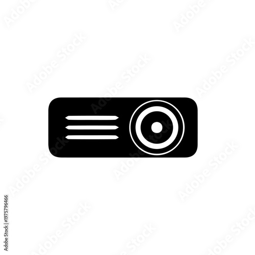 Projector Vector Icon Illustration – Modern Multimedia Presentation and Cinema Device