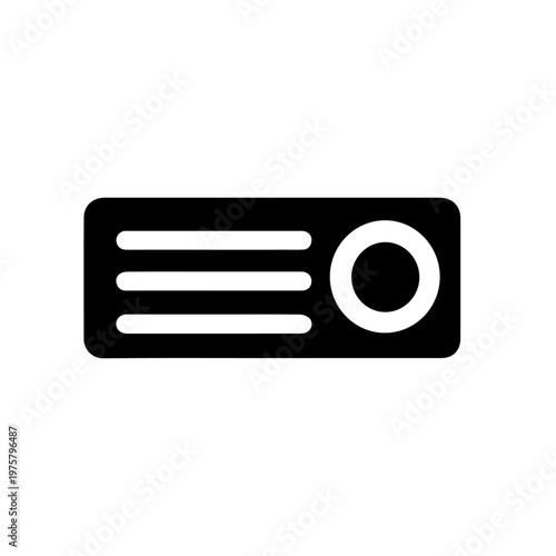 Projector Vector Icon Illustration – Modern Multimedia Presentation and Cinema Device