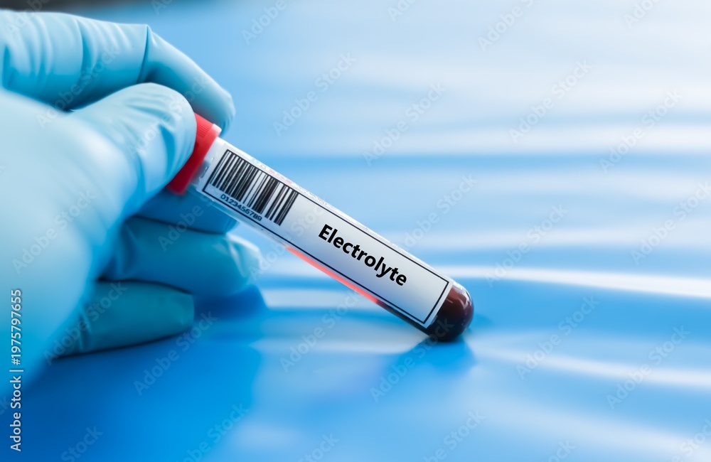 Obraz premium Blood sample tube for electrolyte test analysis.