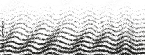 Vertical wavy monochrome gradient background with grain transition. Stipple ripple noise pattern with textured effect. Abstract minimal backdrop