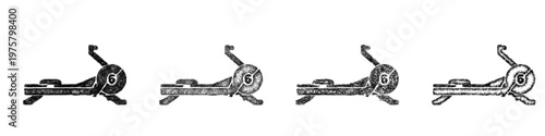 Sketch rowing machine icon design set