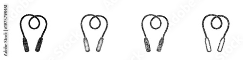 Sketch jump rope icon design set