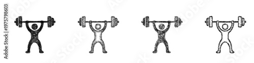 Sketch strength training icon design set