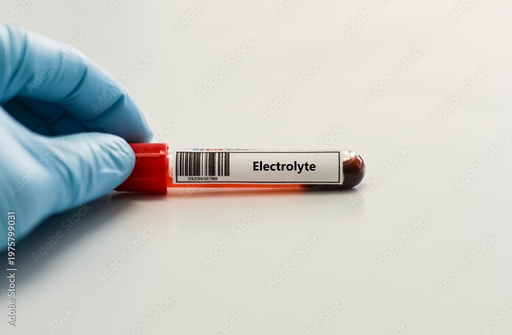 Obraz premium Blood sample tube for electrolyte test analysis.