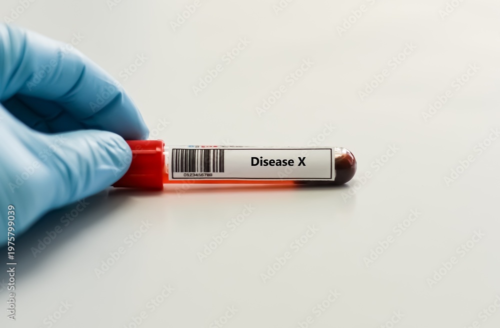 Obraz premium Blood sample tube for disease X test analysis.