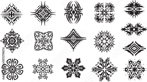 Collection of unique black and white geometric designs