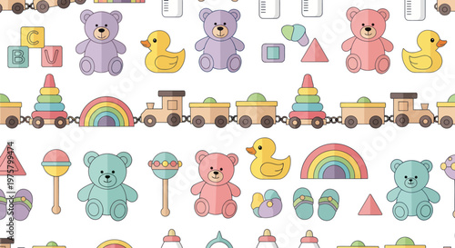 Colorful toys for little children play.