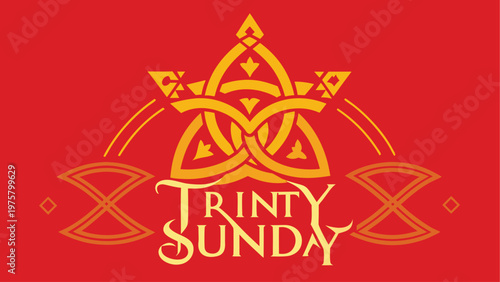Trinity Sunday, Christian, Celtic, gold icon, red background