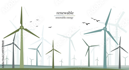 Renewable energy wind turbines landscape