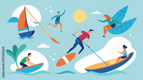 Water Sports, Summer Activities, People, Boating, Sailing, Surfing Icons