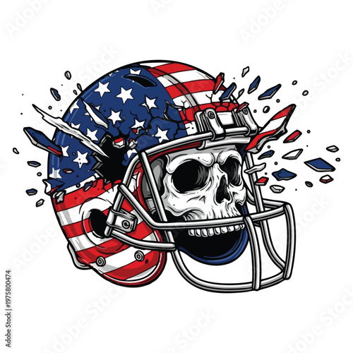 American Football Helmet with Skull and Explosive Design