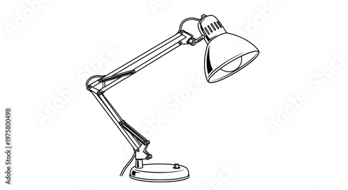 Desk lamp with adjustable arm.