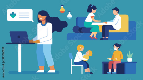Remote work, people communicating, teamwork illustration, modern lifestyle, flat design