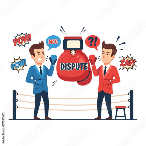 Businessmen Arguing in Boxing Ring, Conflict and Disagreement Concept