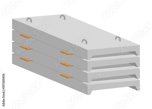 Concrete slabs lift, heavy load lifting and installation in construction sites, Deployment of precast concrete panels with lifting loops for infrastructure development