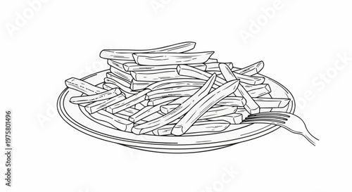 A plate filled with a generous portion of french fries and a fork
