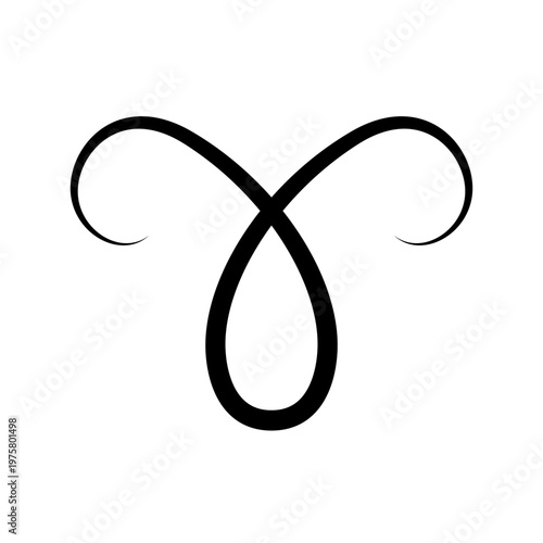 Flourish calligraphic design element. Page decoration symbol to embellish your layout. Linear of vintage swirl