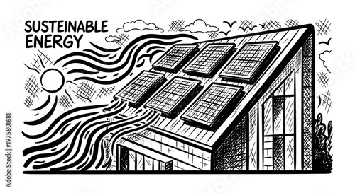 Sustainable energy concept with solar panels on a house