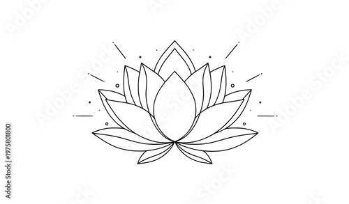 Minimal lotus flower line art vector illustration for vesak day spiritual symbol design