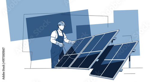 Technician installing solar panels