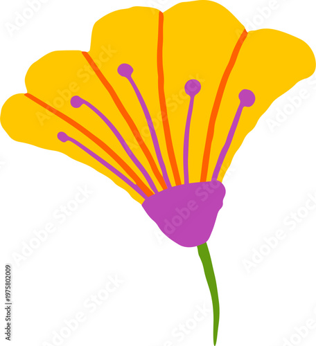 Obraz na płótnie Abstract hand drawn stylized yellow flower head
