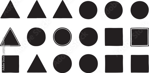 Geometric shapes in black and white colors illustration design