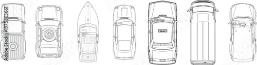 Vehicle Top-Down Line Art