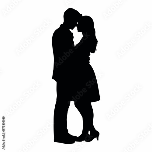 Silhouette of Couple Standing Together and Looking Forward