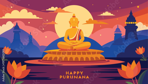 Buddha statue, meditation, Buddhist celebration, Happy Purunama