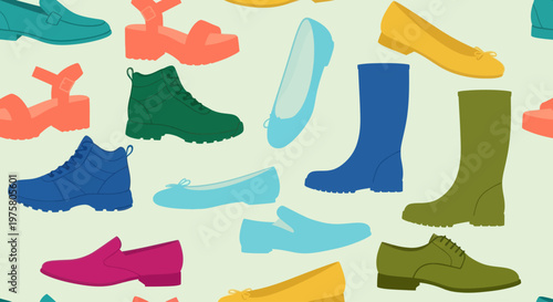 Collection of colorful footwear for adults.