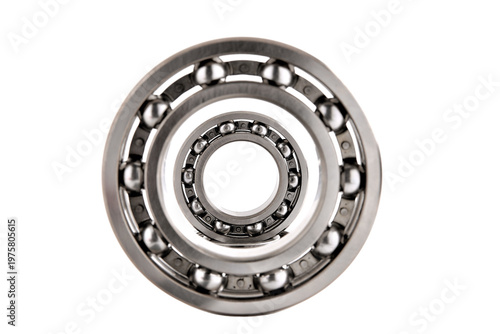 Fotografía composition of ball bearings on white background