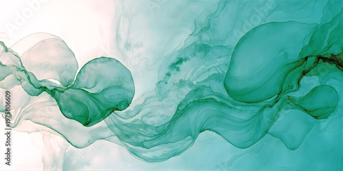 Watercolor Abstract Background with Flowing Pastel Waves and Elegant Fluid Ink Texture.